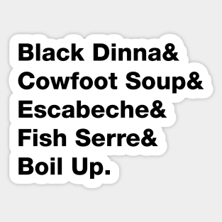 Belizean Dishes in Black Text Sticker